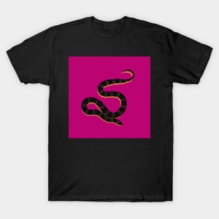 Snake block print black yellow pink T-Shirt